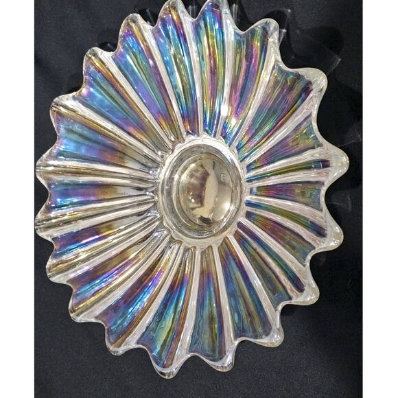 Vintage carnival iridescent glass bowl 9" - Picture 5 of 5